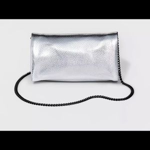 Silver Mossimo Metallic Foldover Clutch/Crossbody